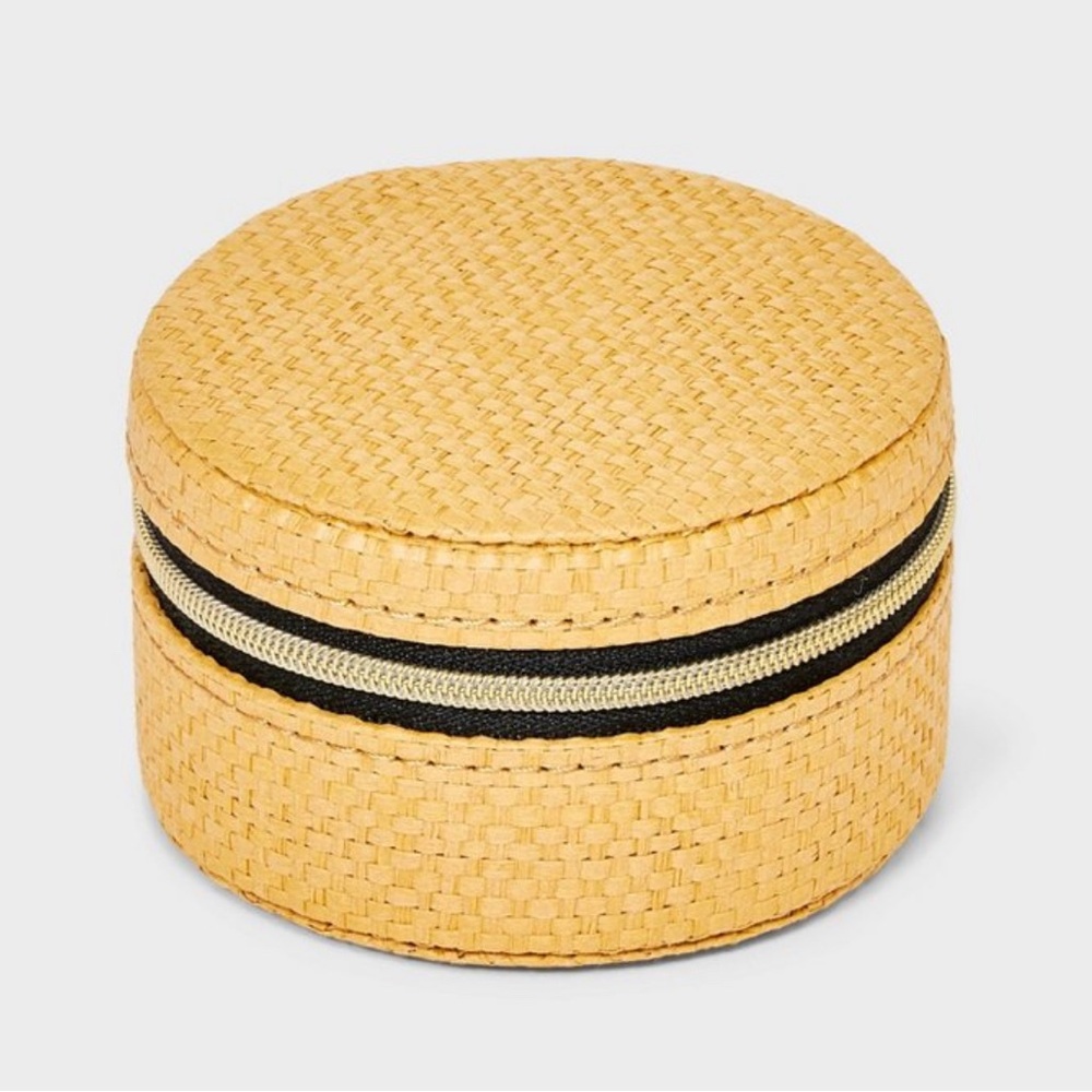 Round Woven Basket Jewelry Organizer Travel